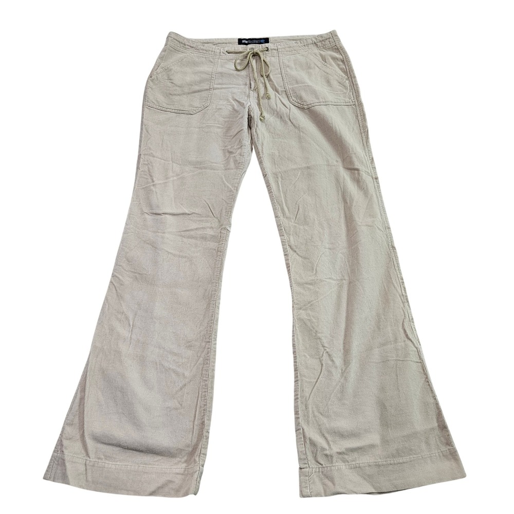 Blue Asphalt VTG Y2k Beige Micro Corduroy Flare Mid‎ Rise Drawstring Pants Sz 11